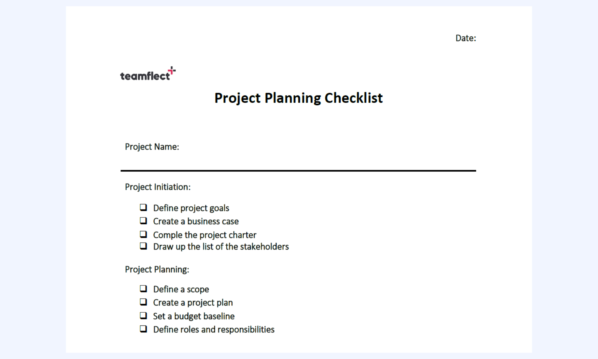 project plan template for Word