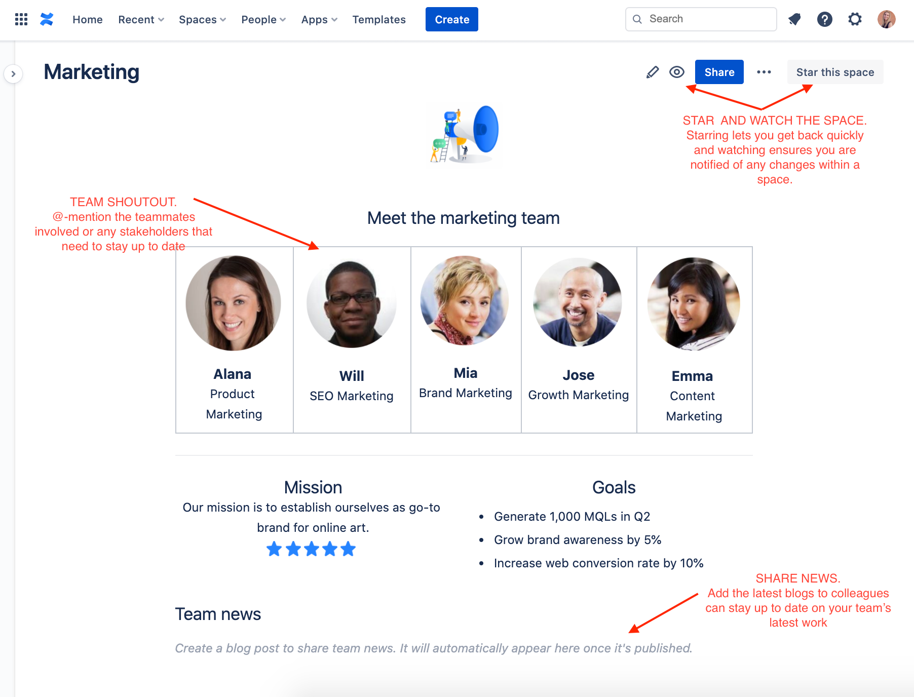 Confluence project management