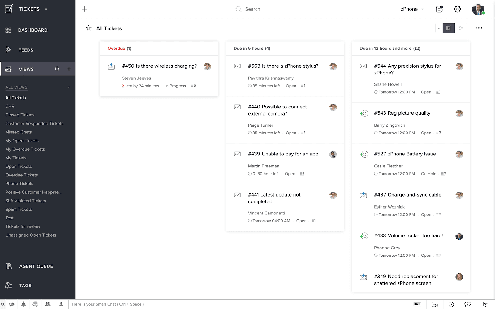 Zoho Desk interface