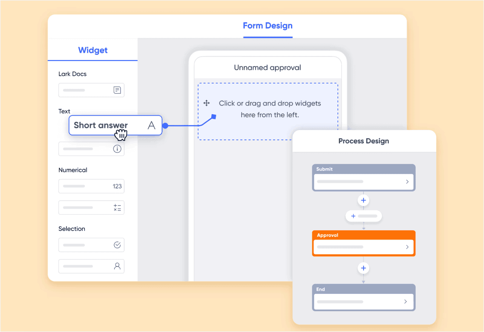 An image showing how you design an approval workflow in Lark