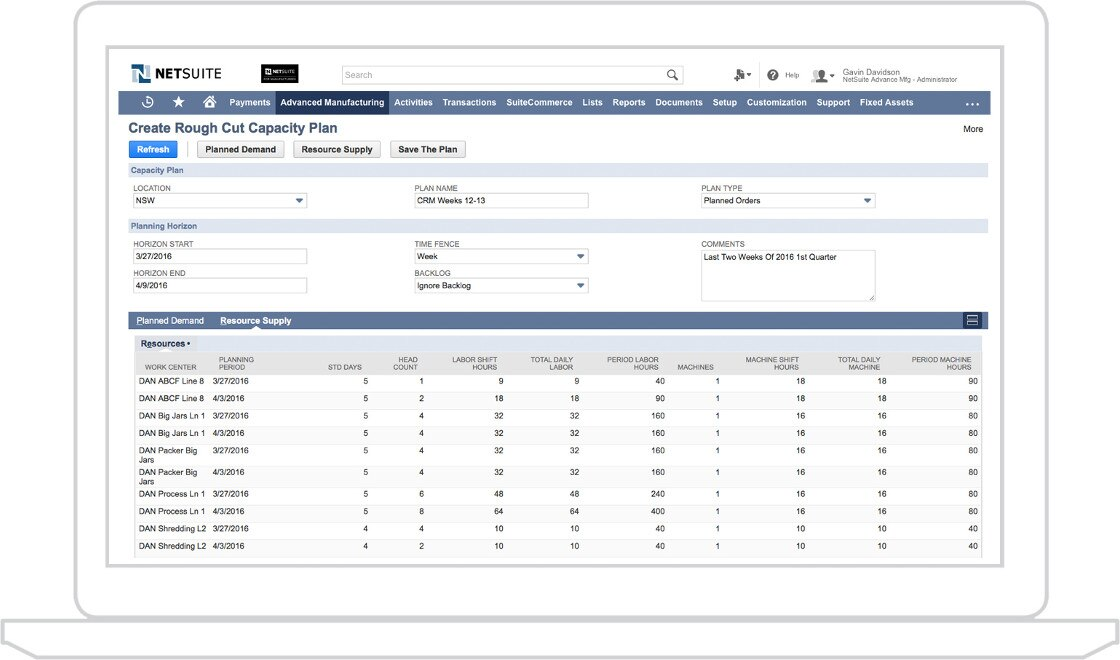 NetSuite production scheduling