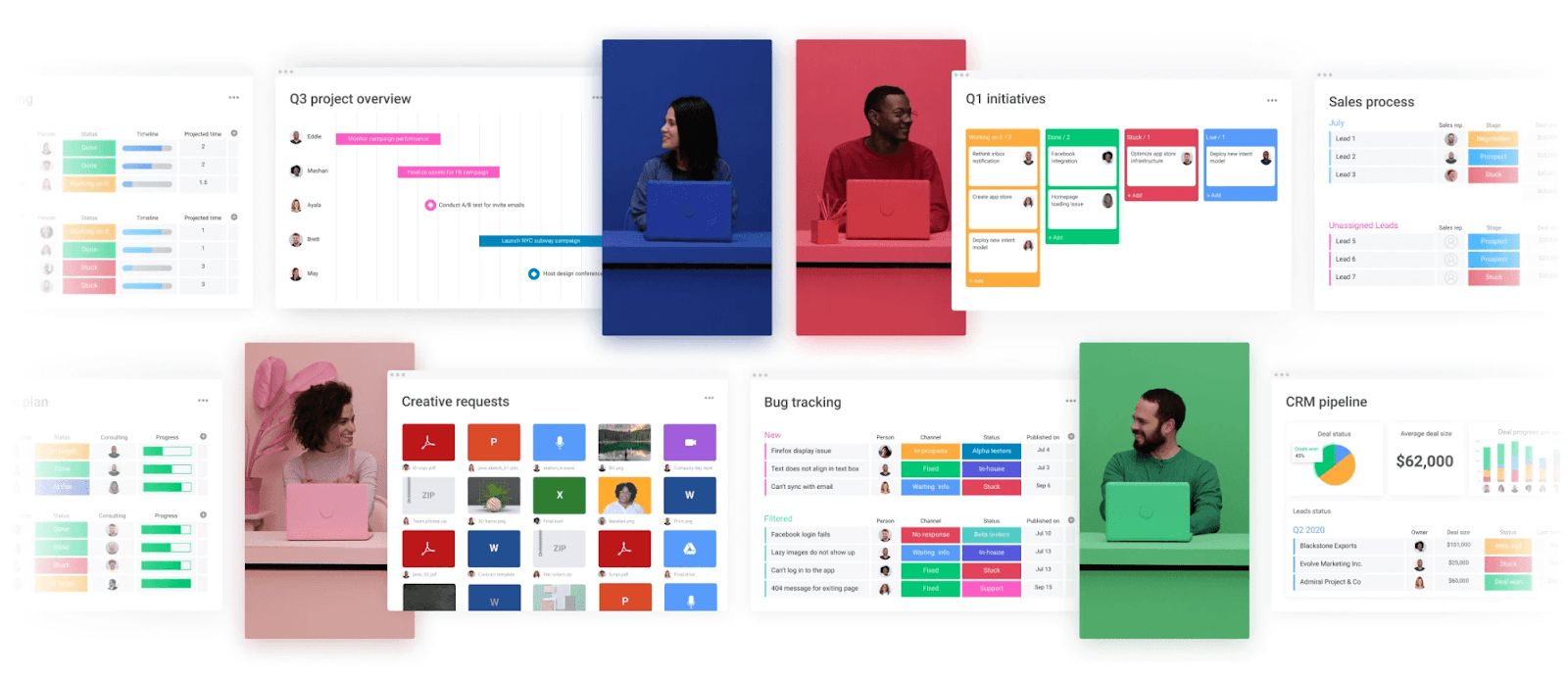 Interface of monday.com