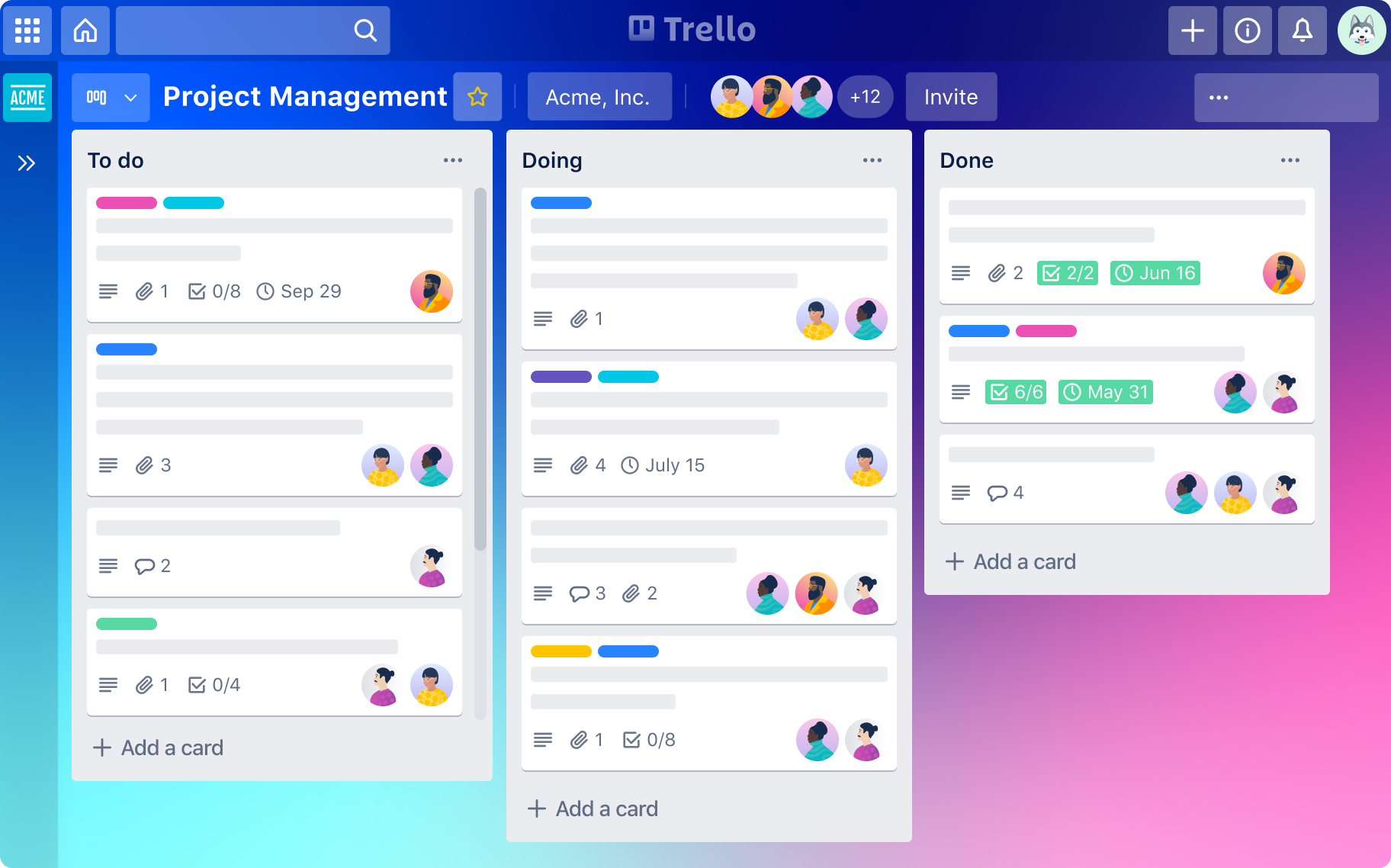 Trello project management