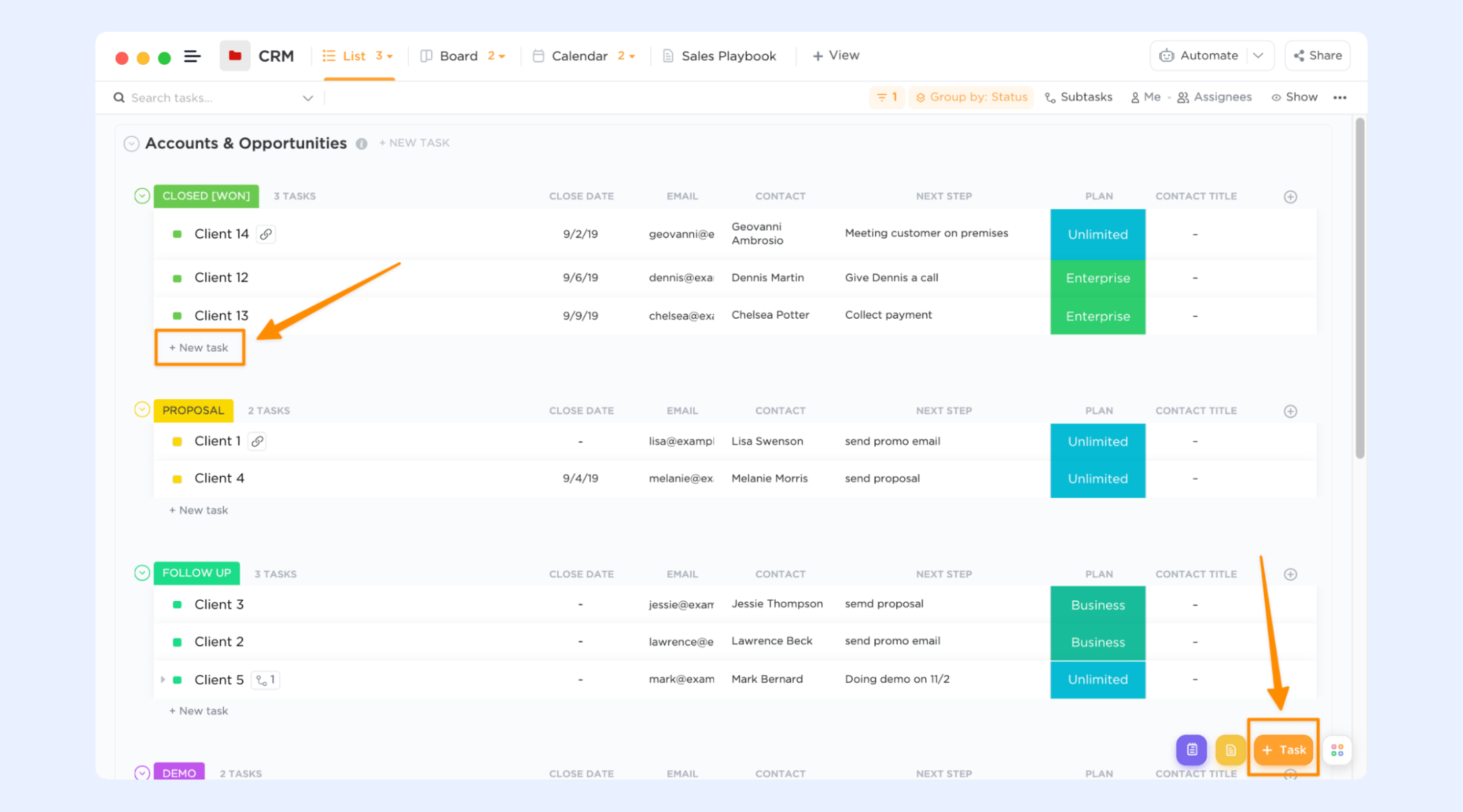 Create or import tasks with real data