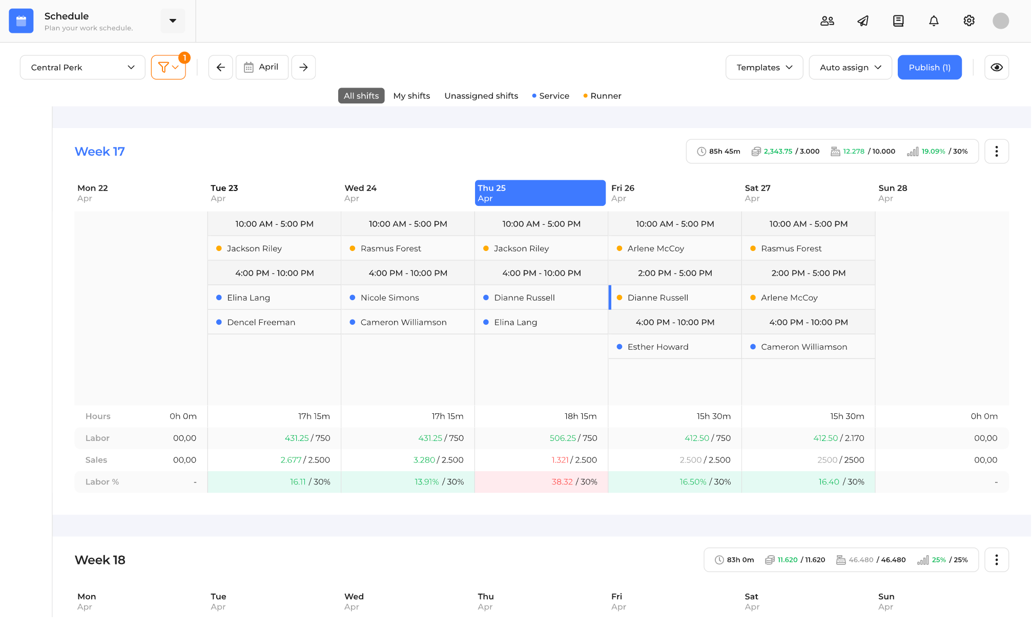 Workplace scheduling in Workfeed