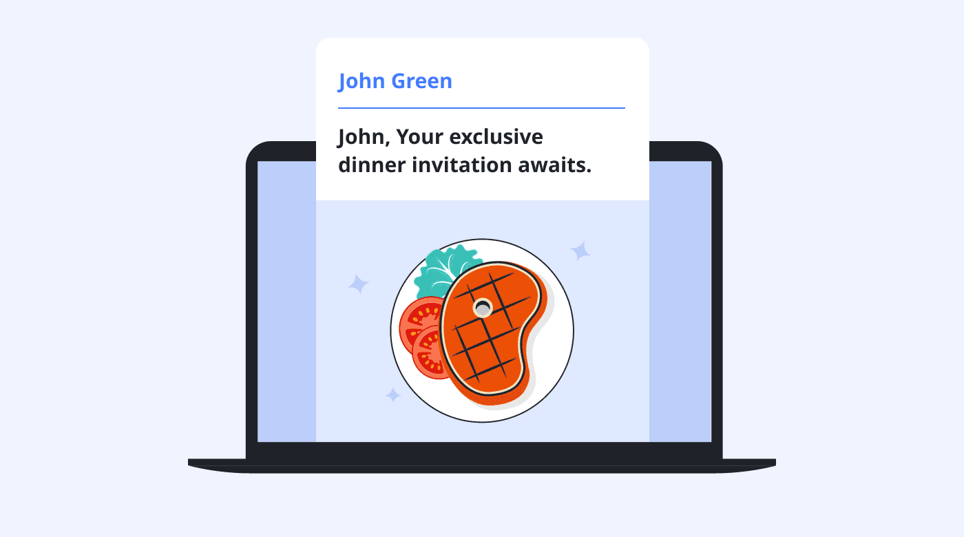 A personalized email from a restaurant