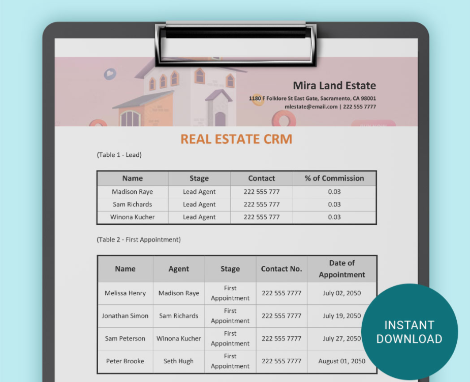 Real Estate CRM Spreadsheet by Template.net