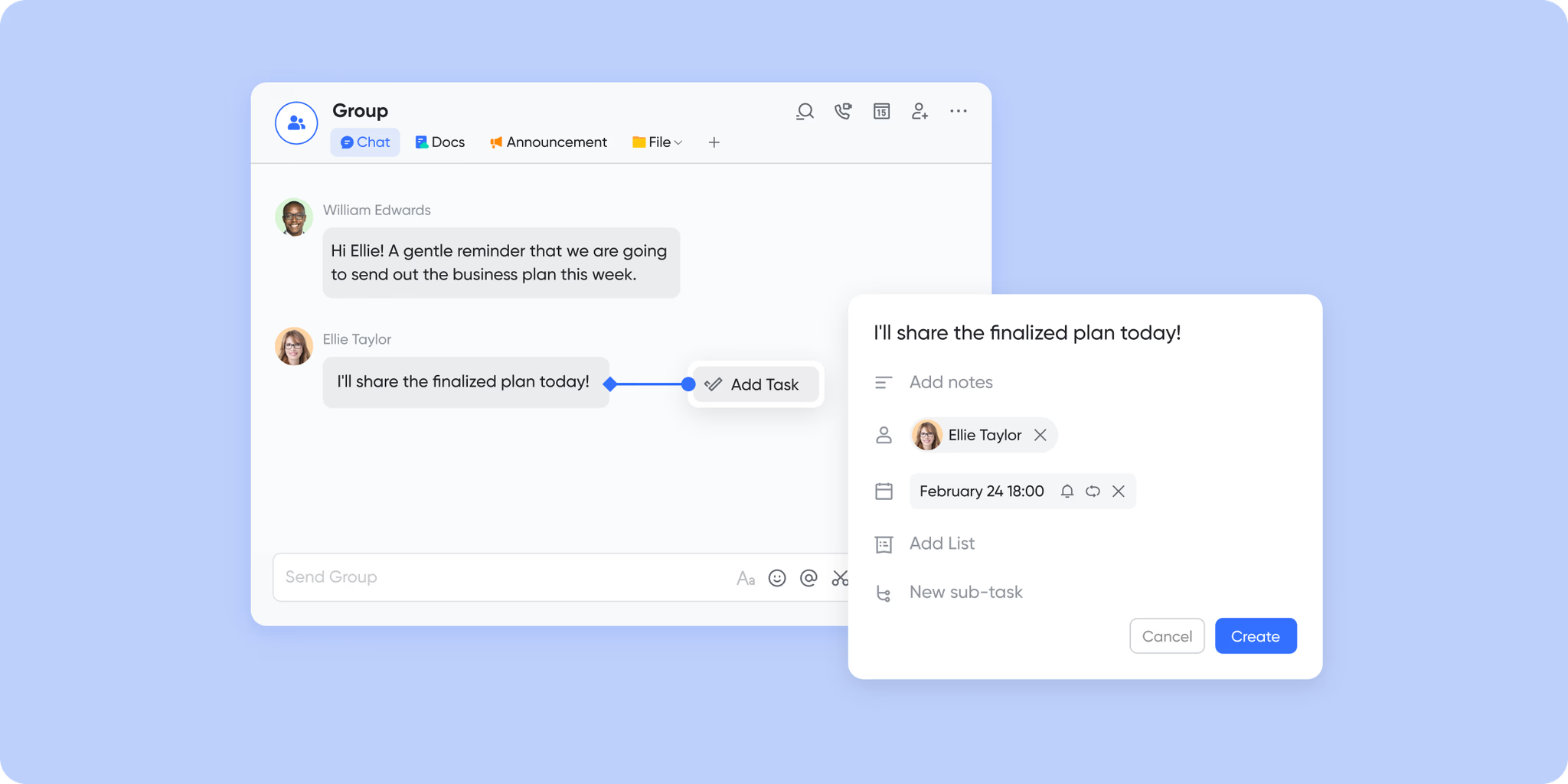Message being converted to a task in Lark