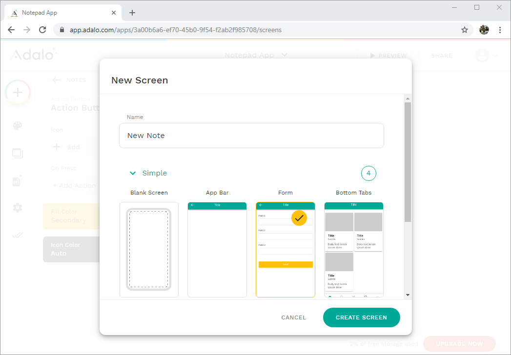 Adalo is a no-code platform to build mobile and web applications