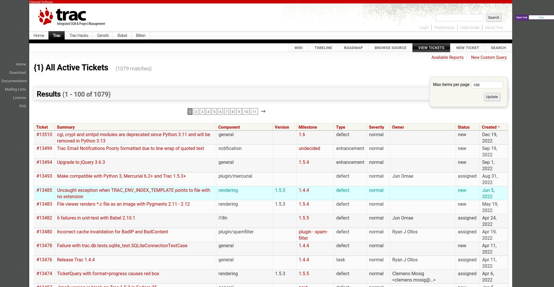 Trac: Best technical defect tracking platform