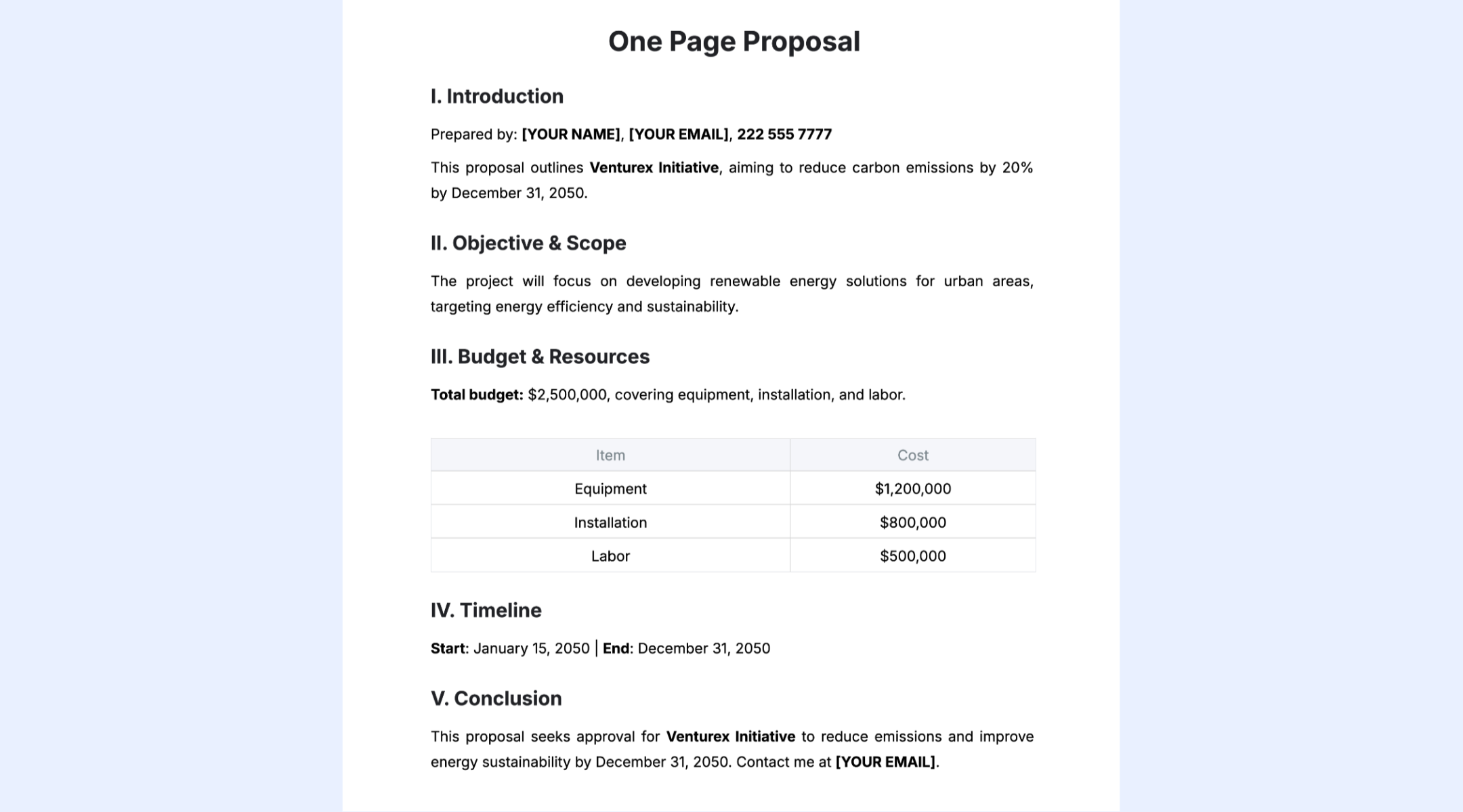 Use one-page templates to compress the essentials