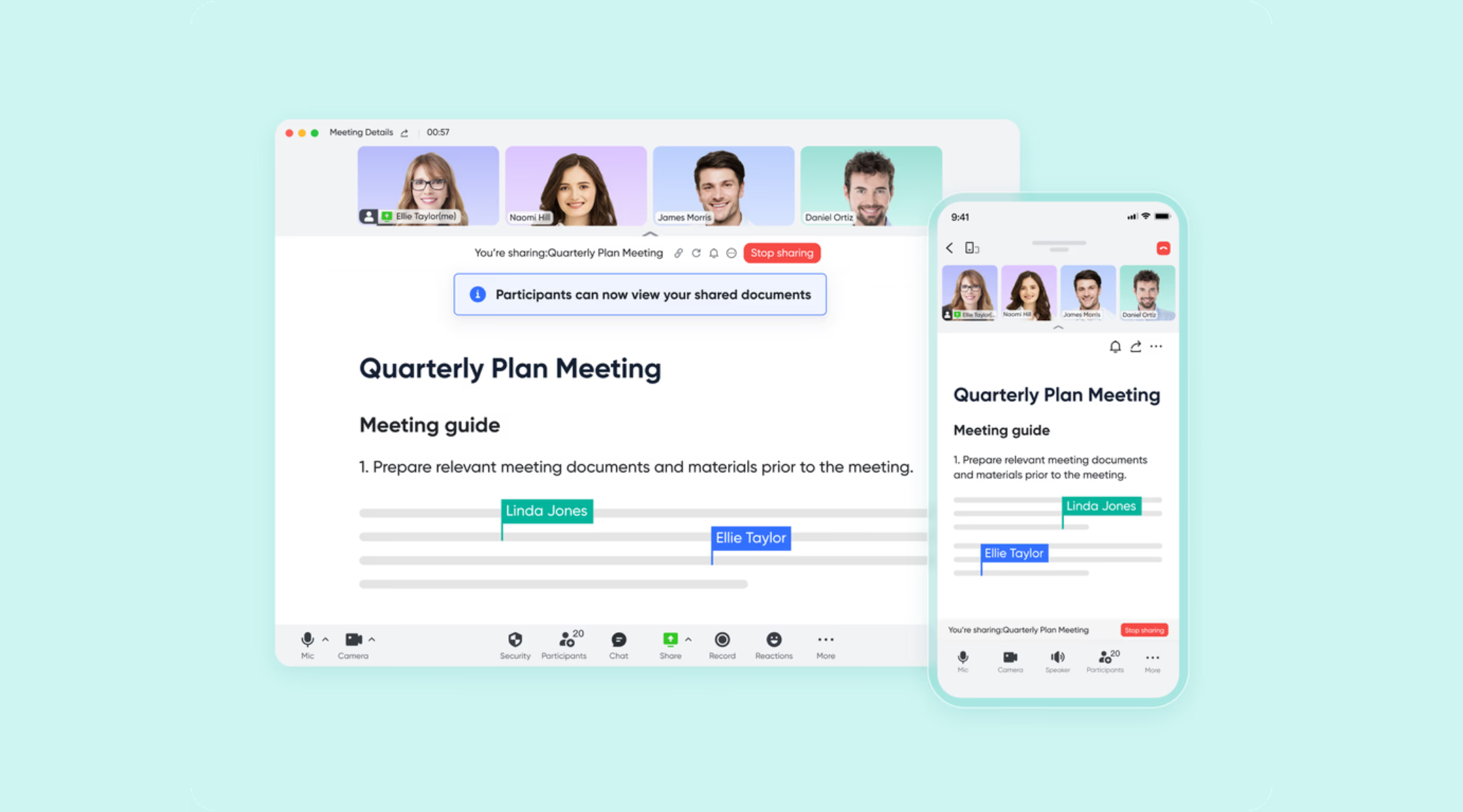 Lark Meeting with collaborative whiteboard and real-time transcript