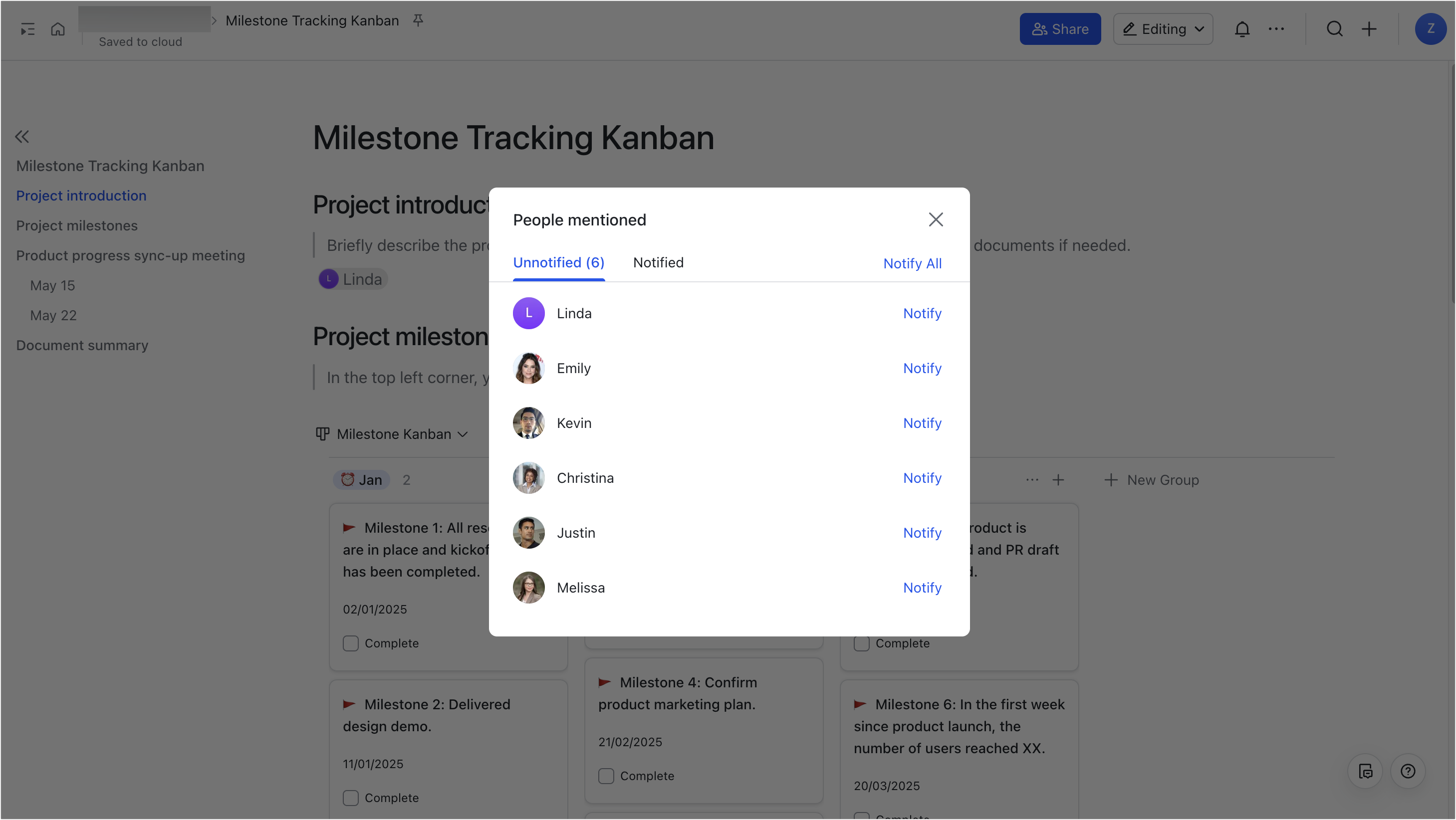 Use the @ feature in Docs