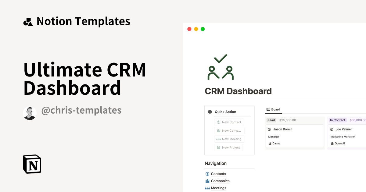 Ultimate CRM dashboard for Notion