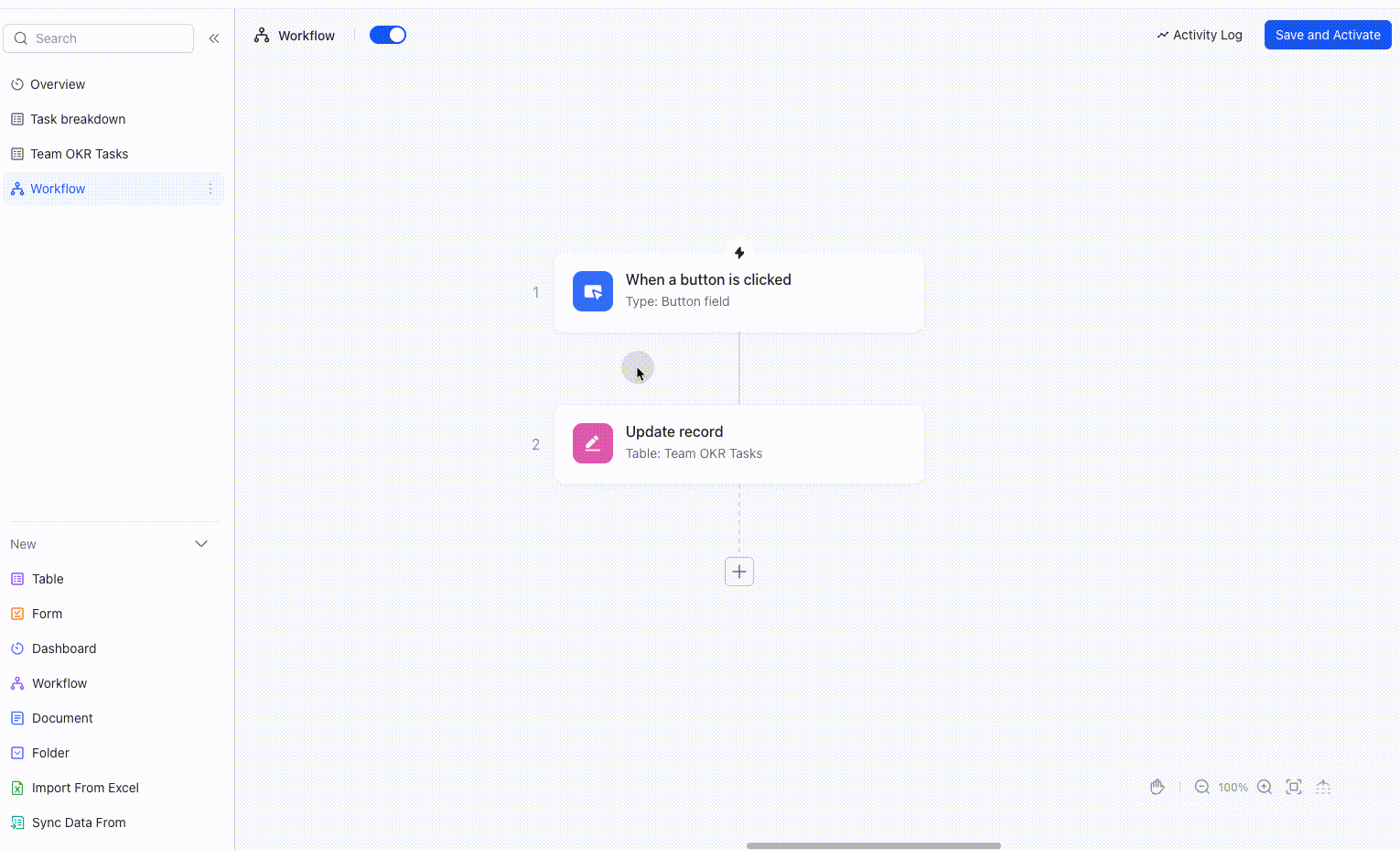 Set a button click as a trigger in Workflow and Automations