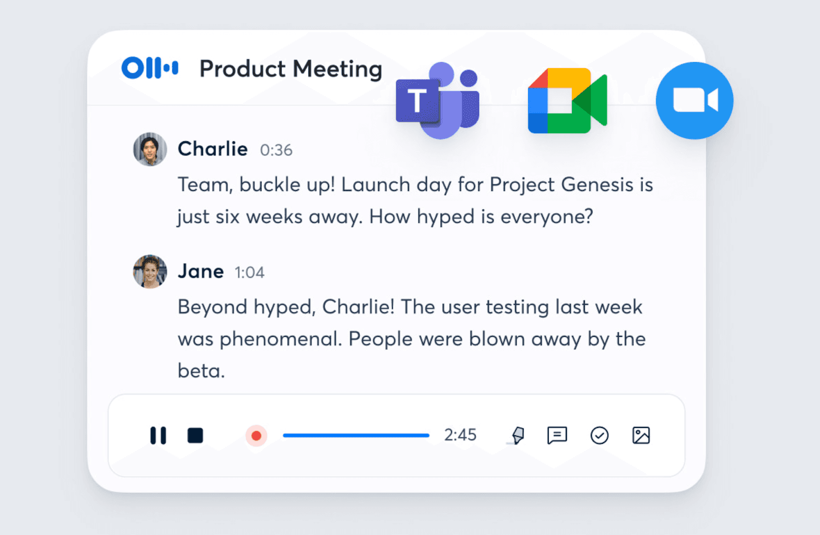 Interface of Otter.ai meeting recording