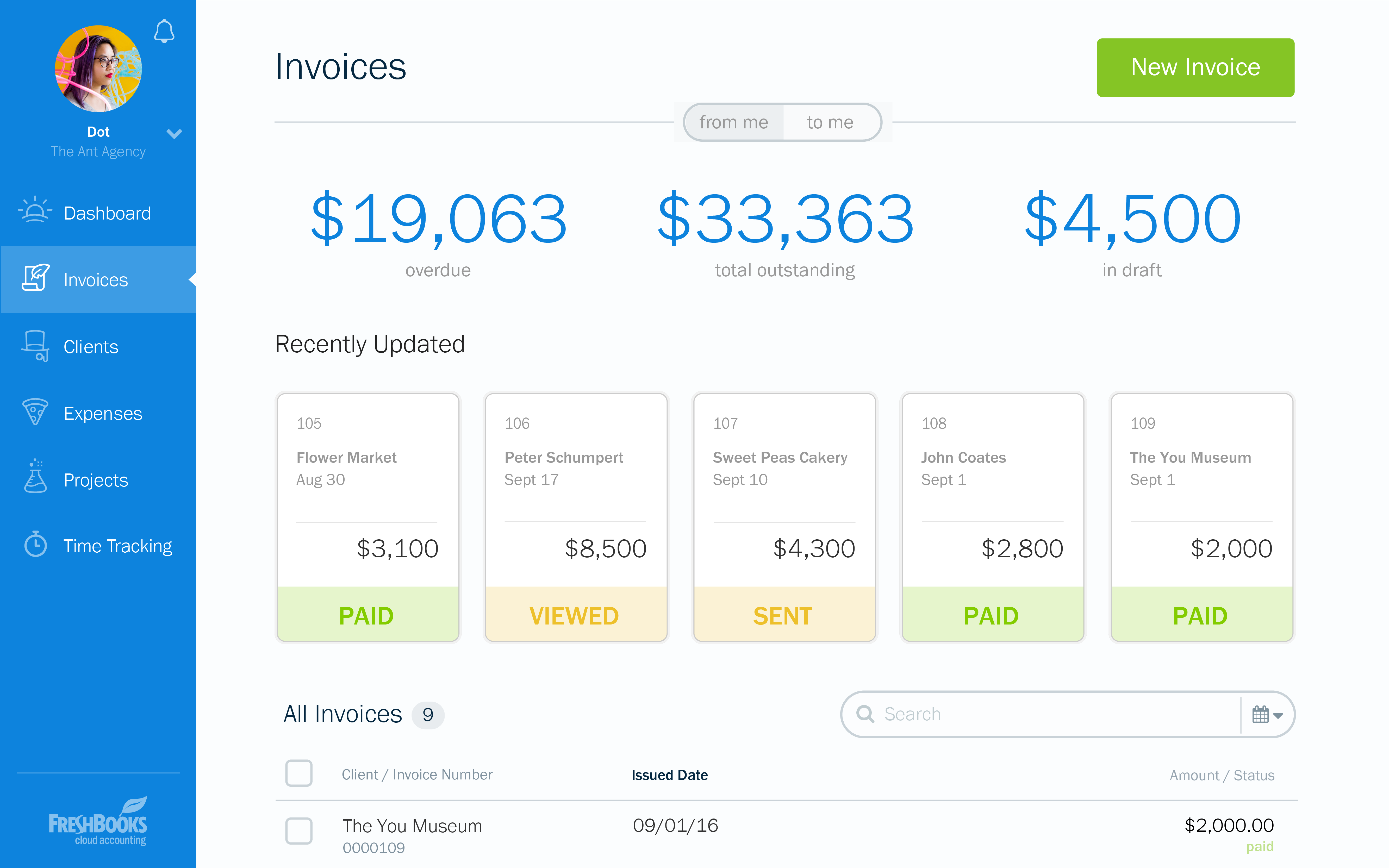 Freelancer-friendly cloud accounting interface