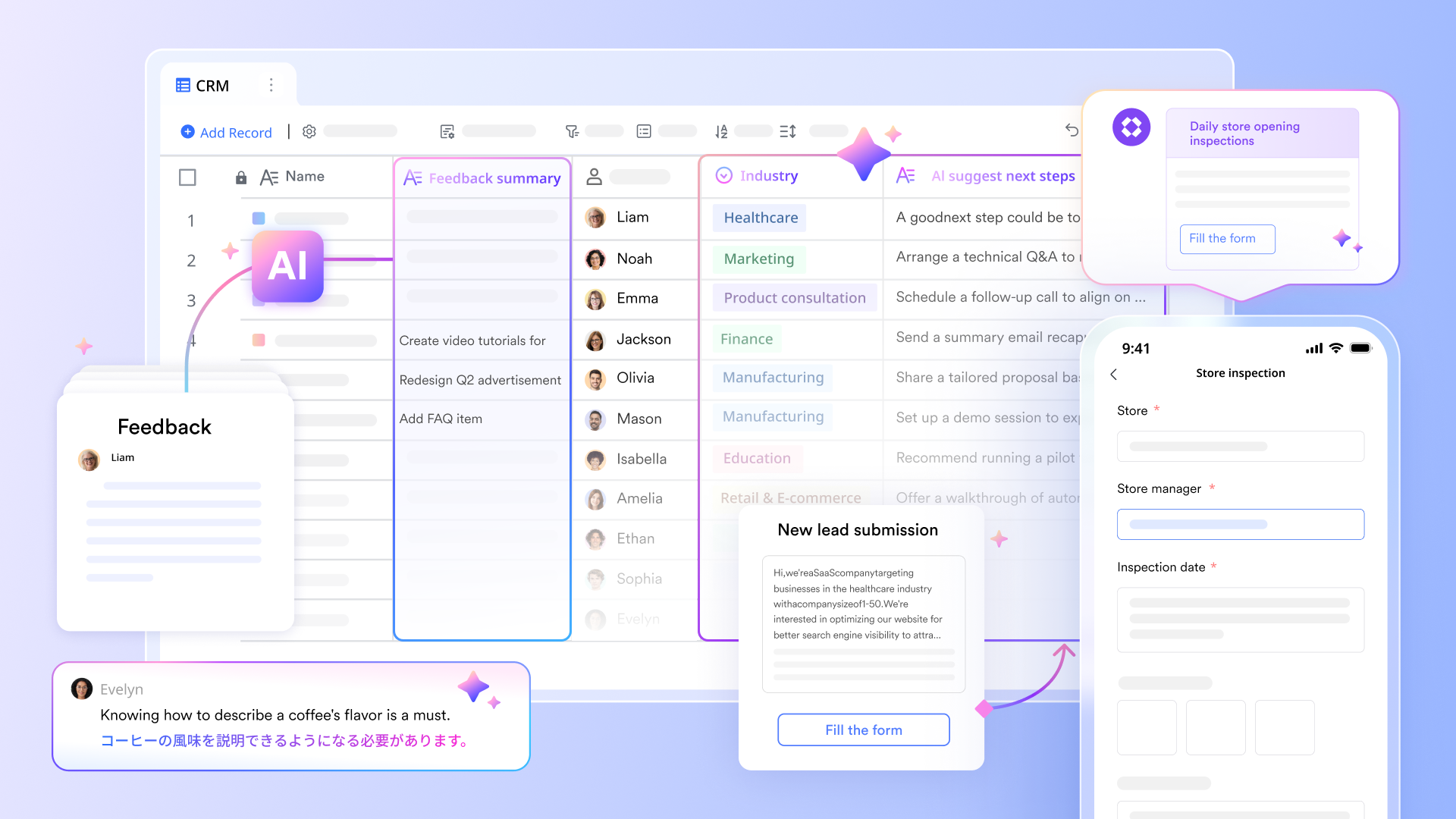 An image showing an AI-powered customer relationship management system