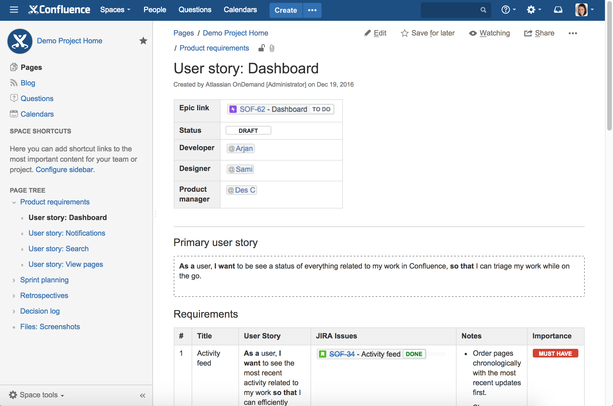 Integration in Confluence and Jira