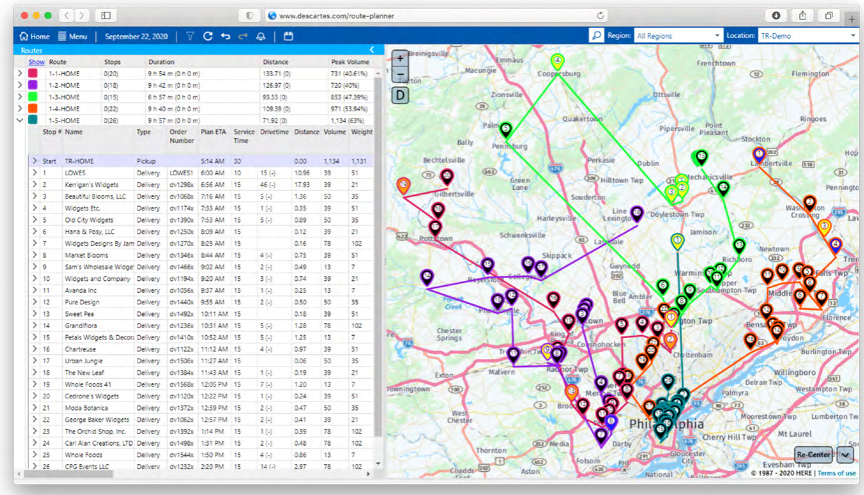 Descartes Systems logistics network and route optimization software