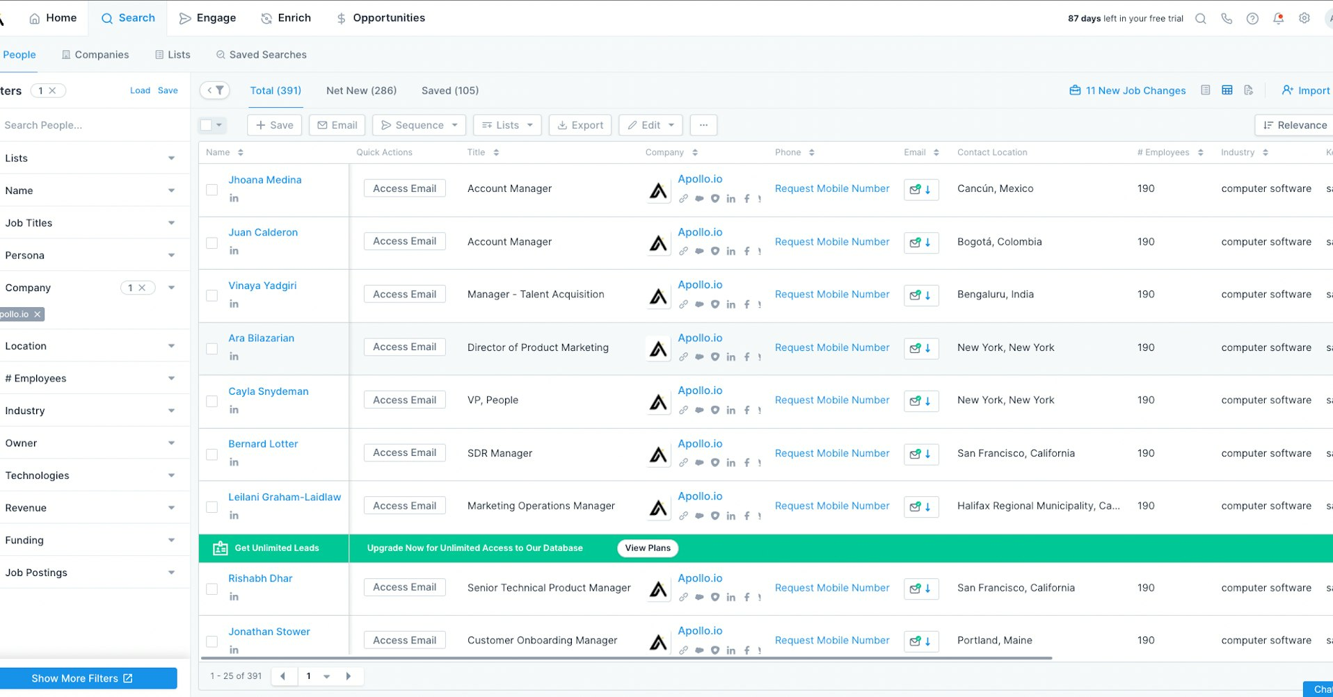 Apollo.io for data enrichment and sales outreach