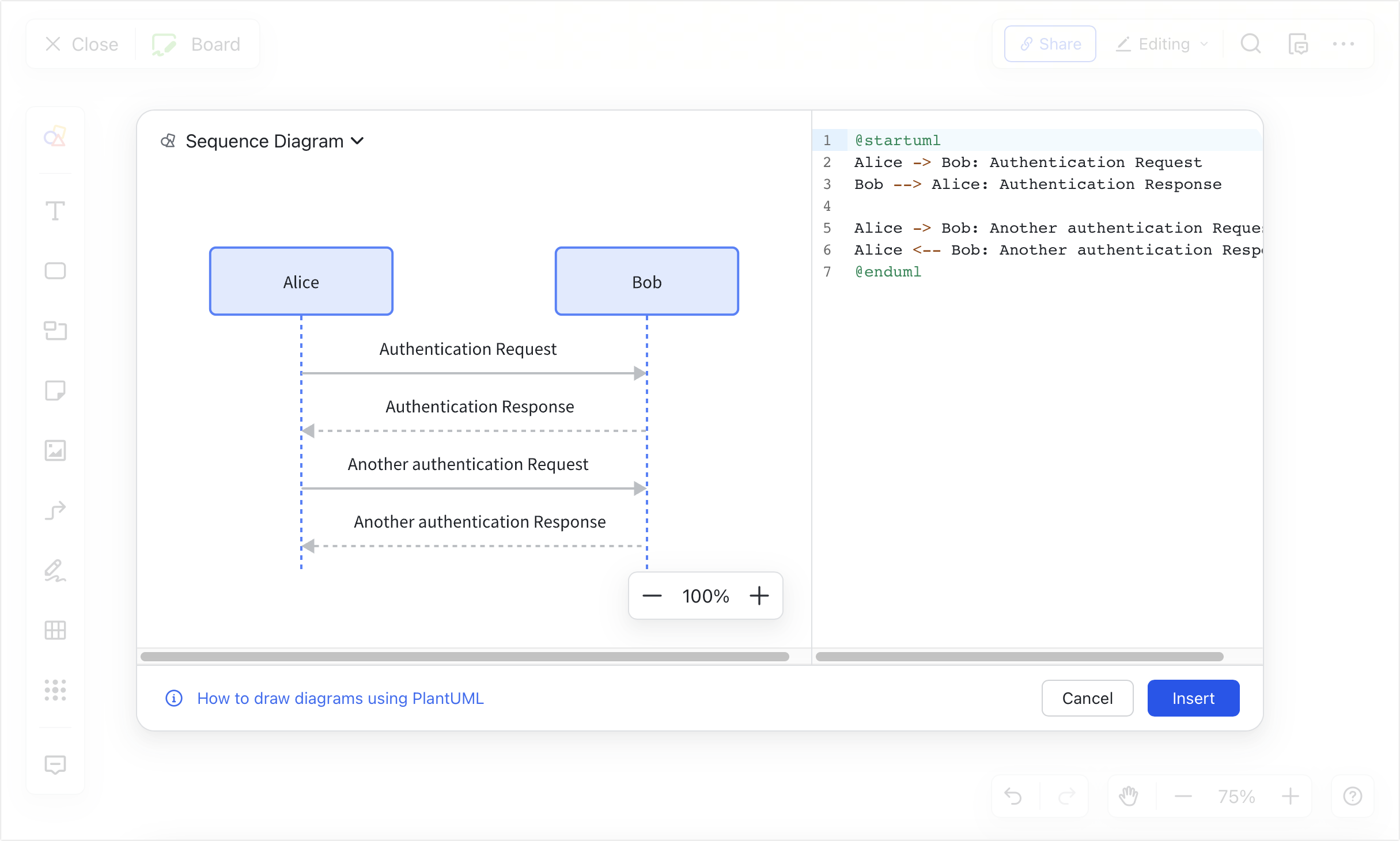 Use PlantUML on a board