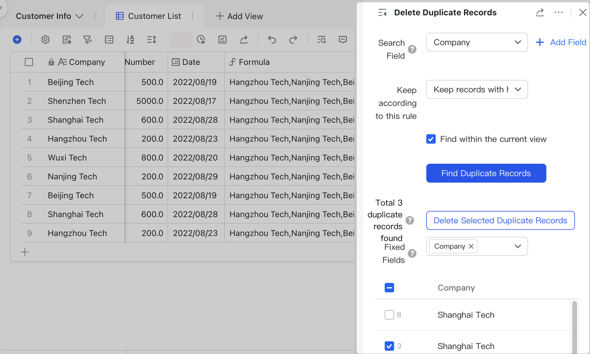 Base use case: Check for duplicates