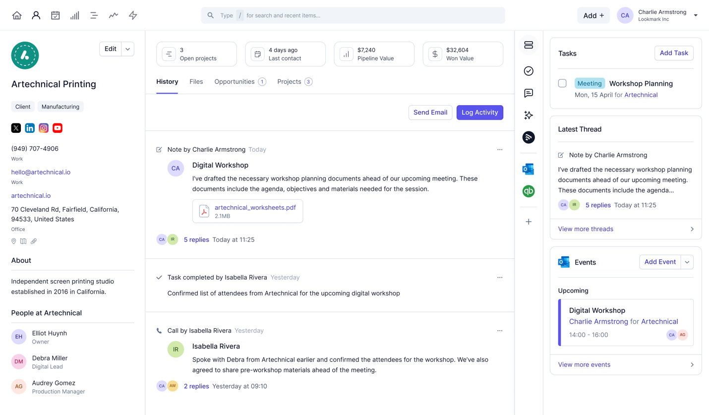 Interface of capsule CRM, one of the top free platforms for CRM