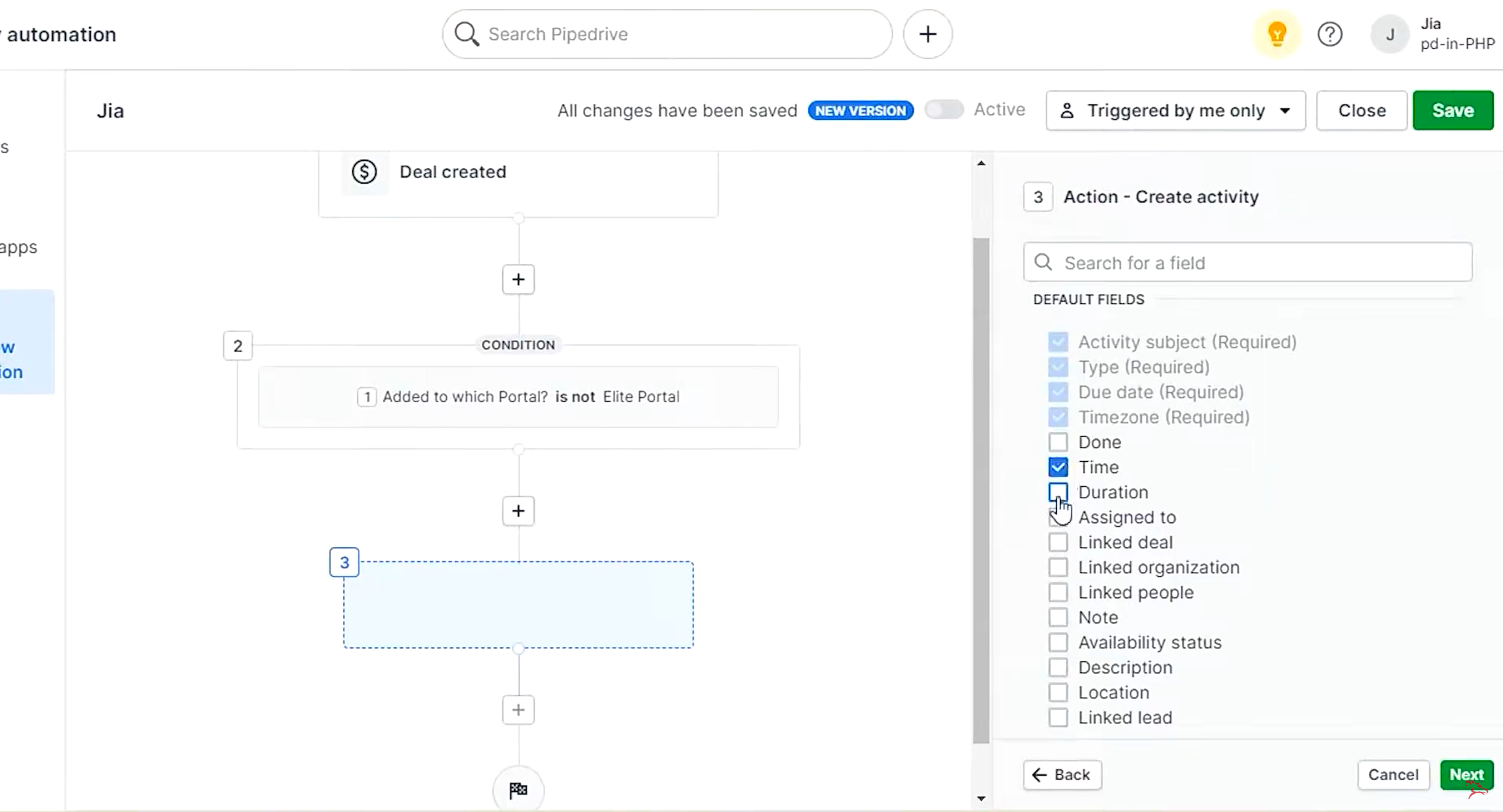 Pipedrive workflow automation