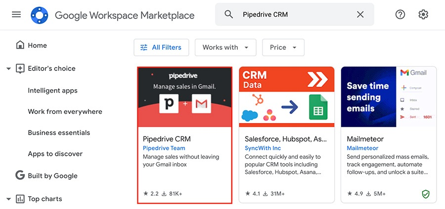 Pipedrive CRM Gmail add-on
