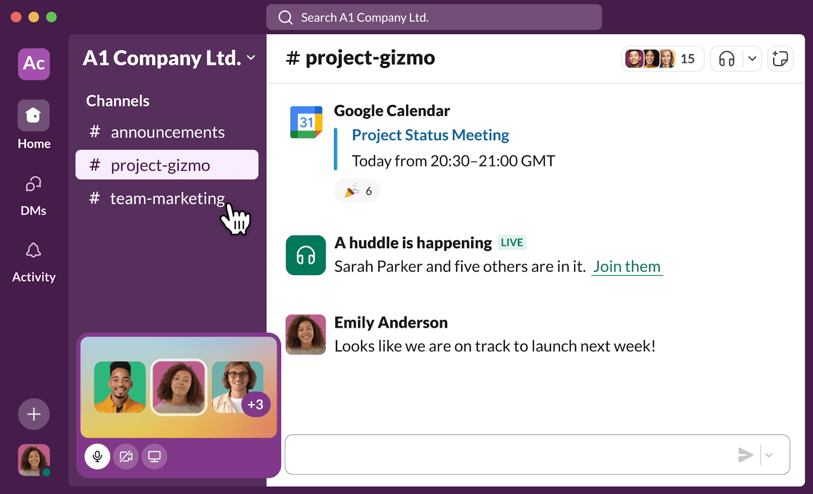 Interface of Slack