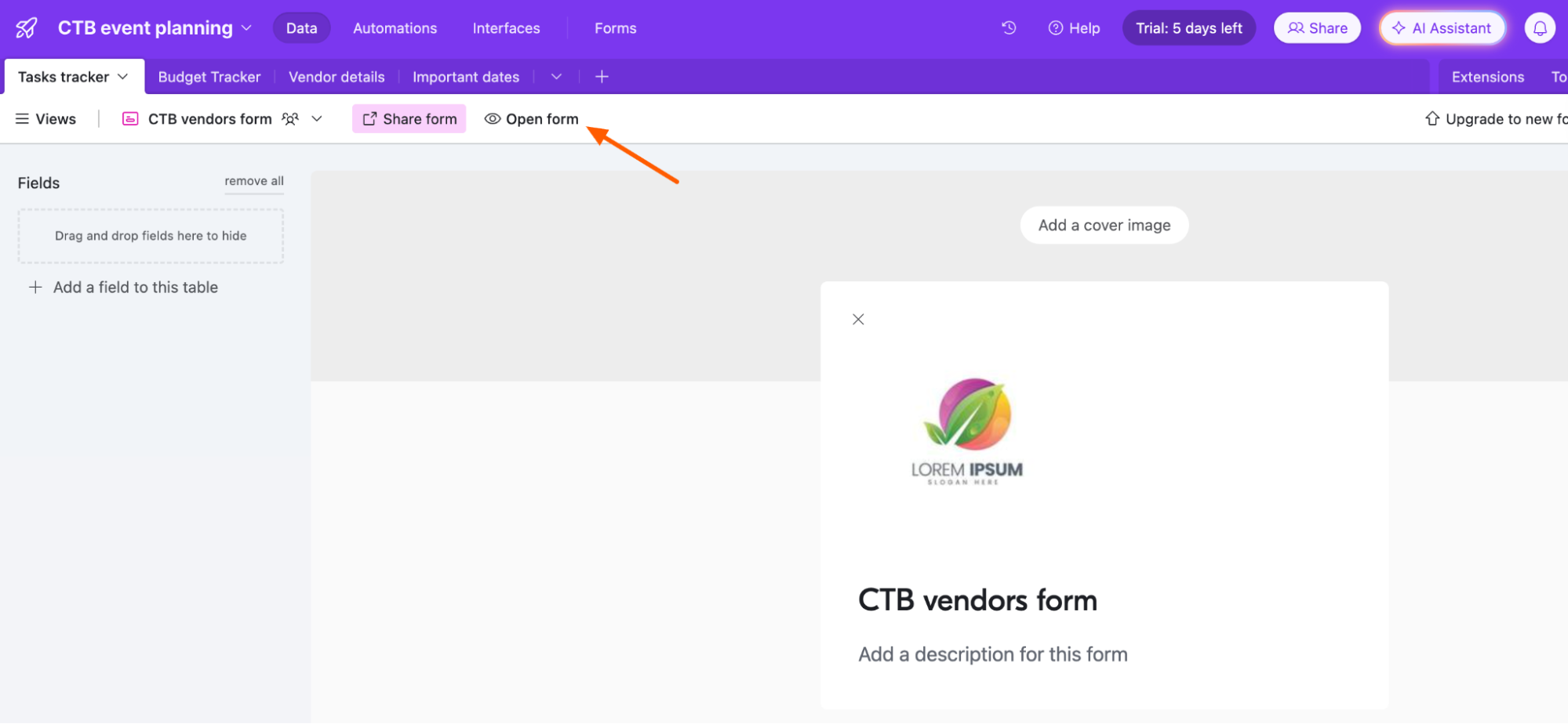 Airtable forms is spreadsheet-driven