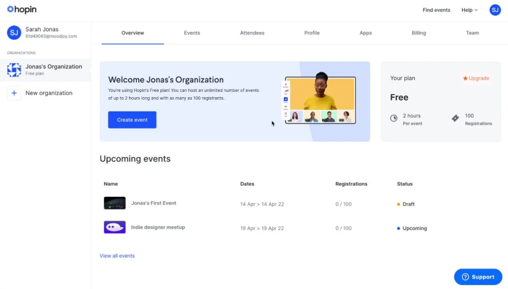 Hopin is a virtual and hybrid event hosting platform