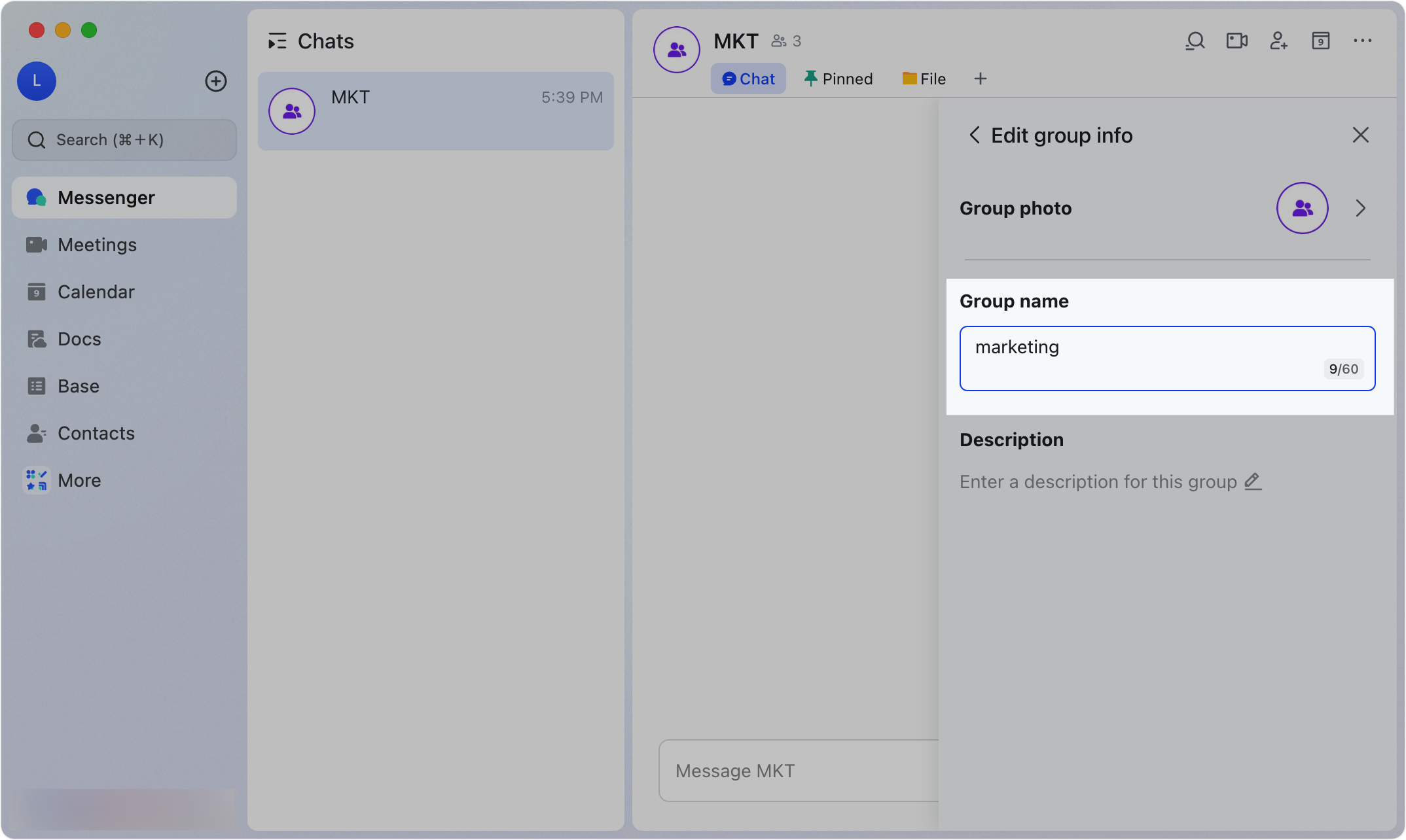 Edit group information