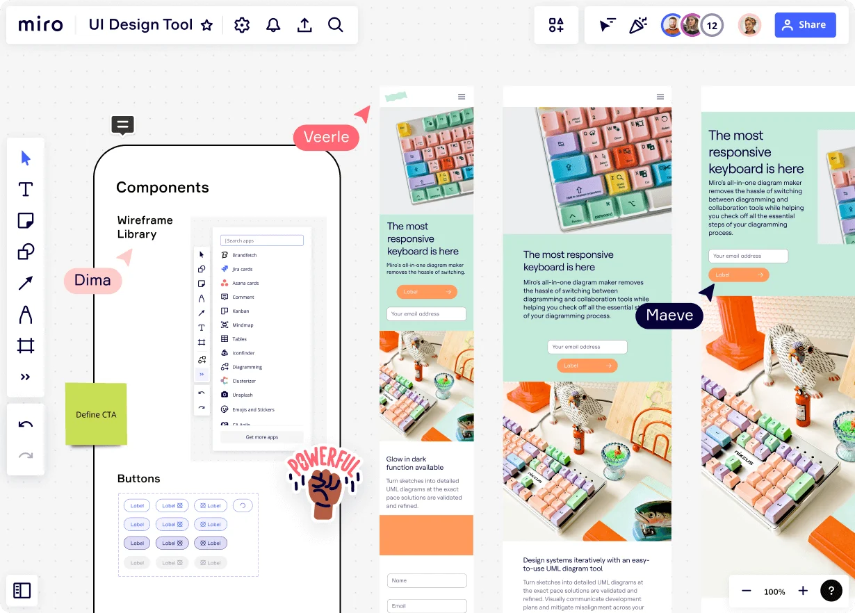 Miro acts as a virtual whiteboard for collaboration