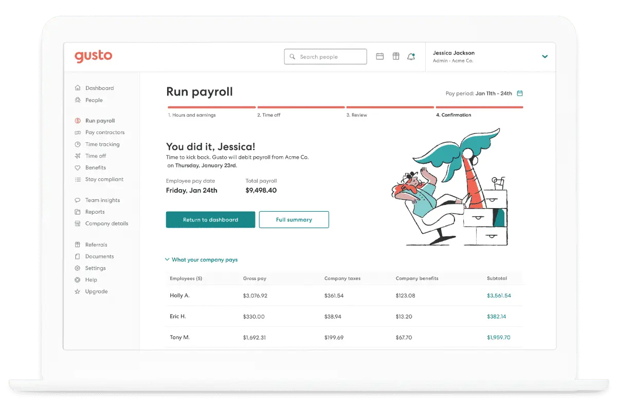 Gusto: Payroll system software for small businesses