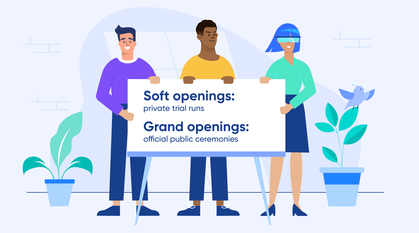 Employees celebrating the business opening