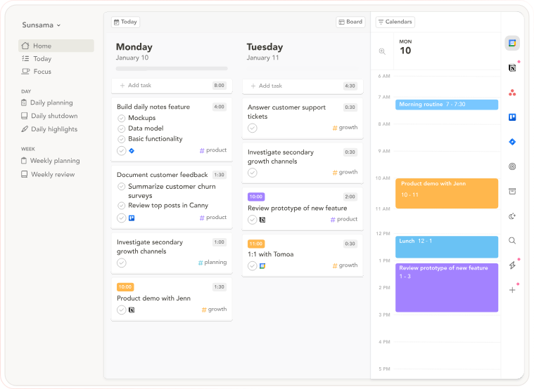 Sunsama is a daily planning tool