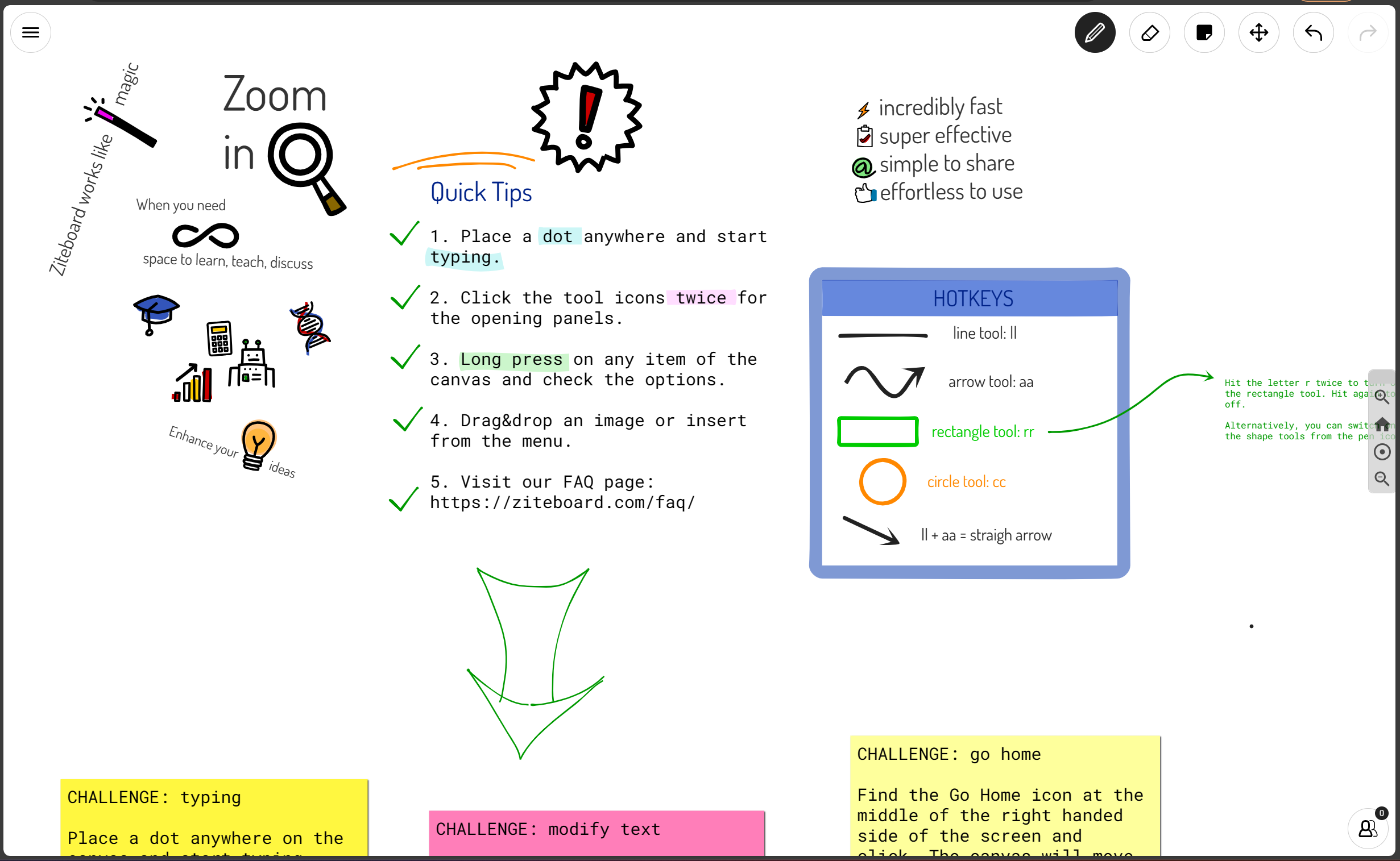 Ziteboard is a minimalist online whiteboard with real-time sharing