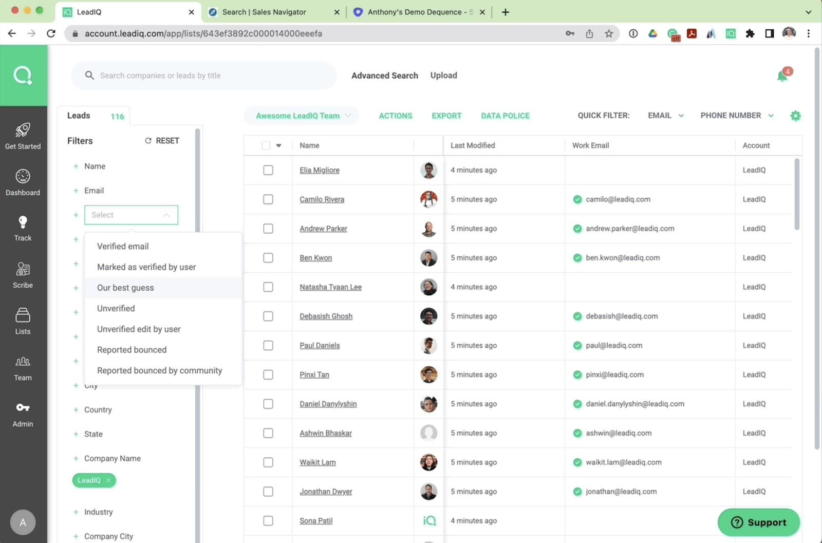 LeadIQ is designed for outbound sales teams
