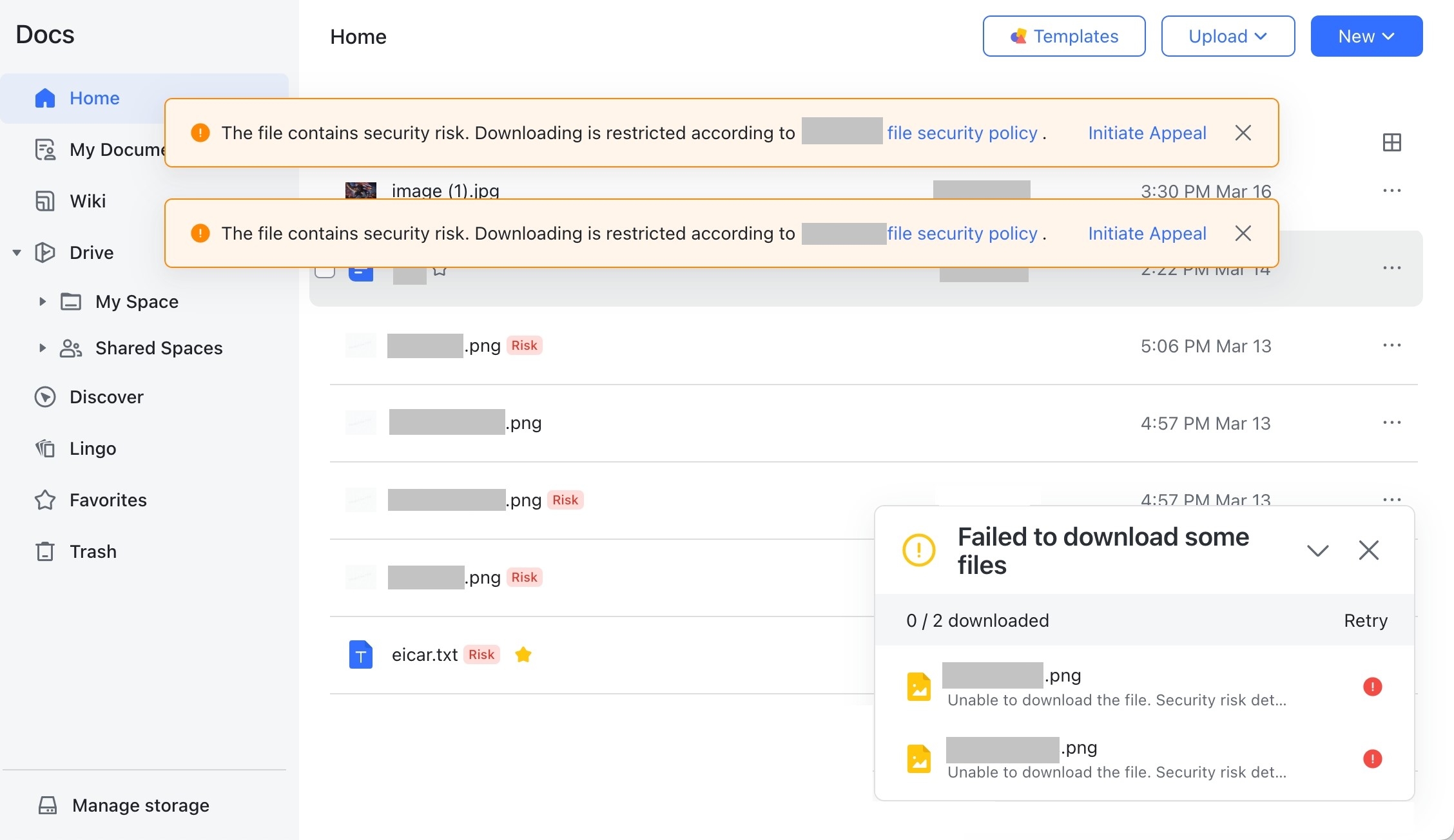 Admin | Set up file security detection