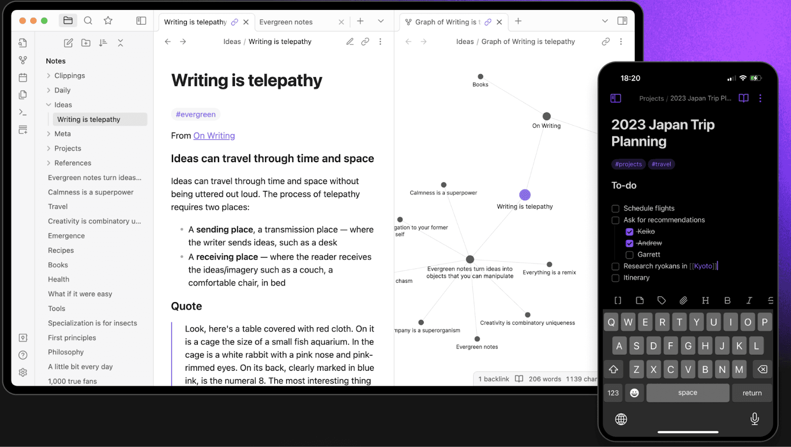Screenshot of Obsidian's dashboard