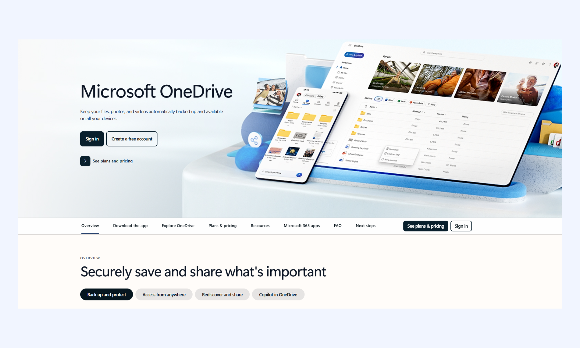 Access your OneDrive space on the web