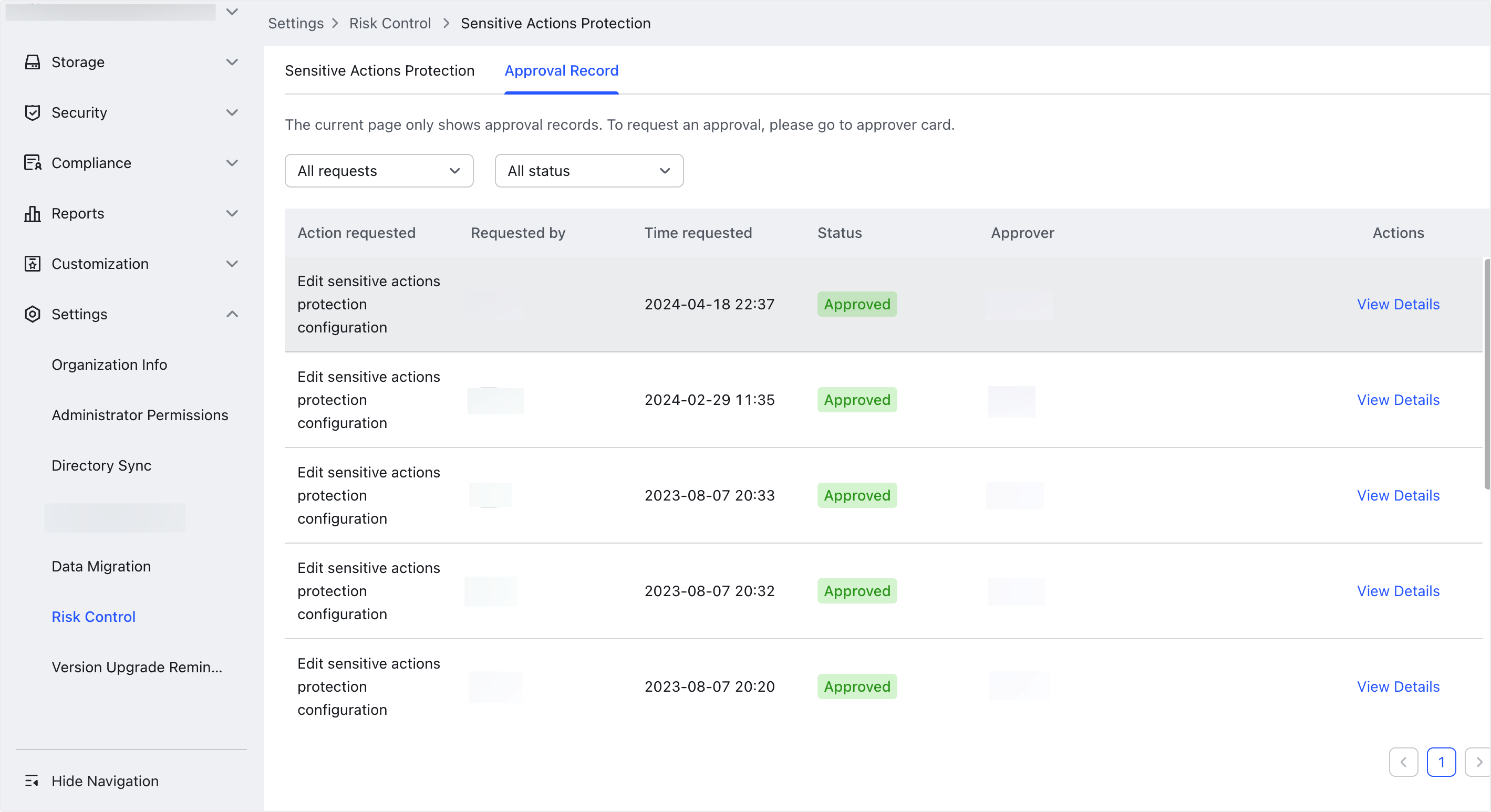 Admin | Set sensitive action protection