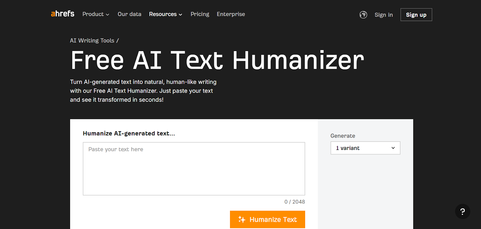 Ahrefs AI Humanizer