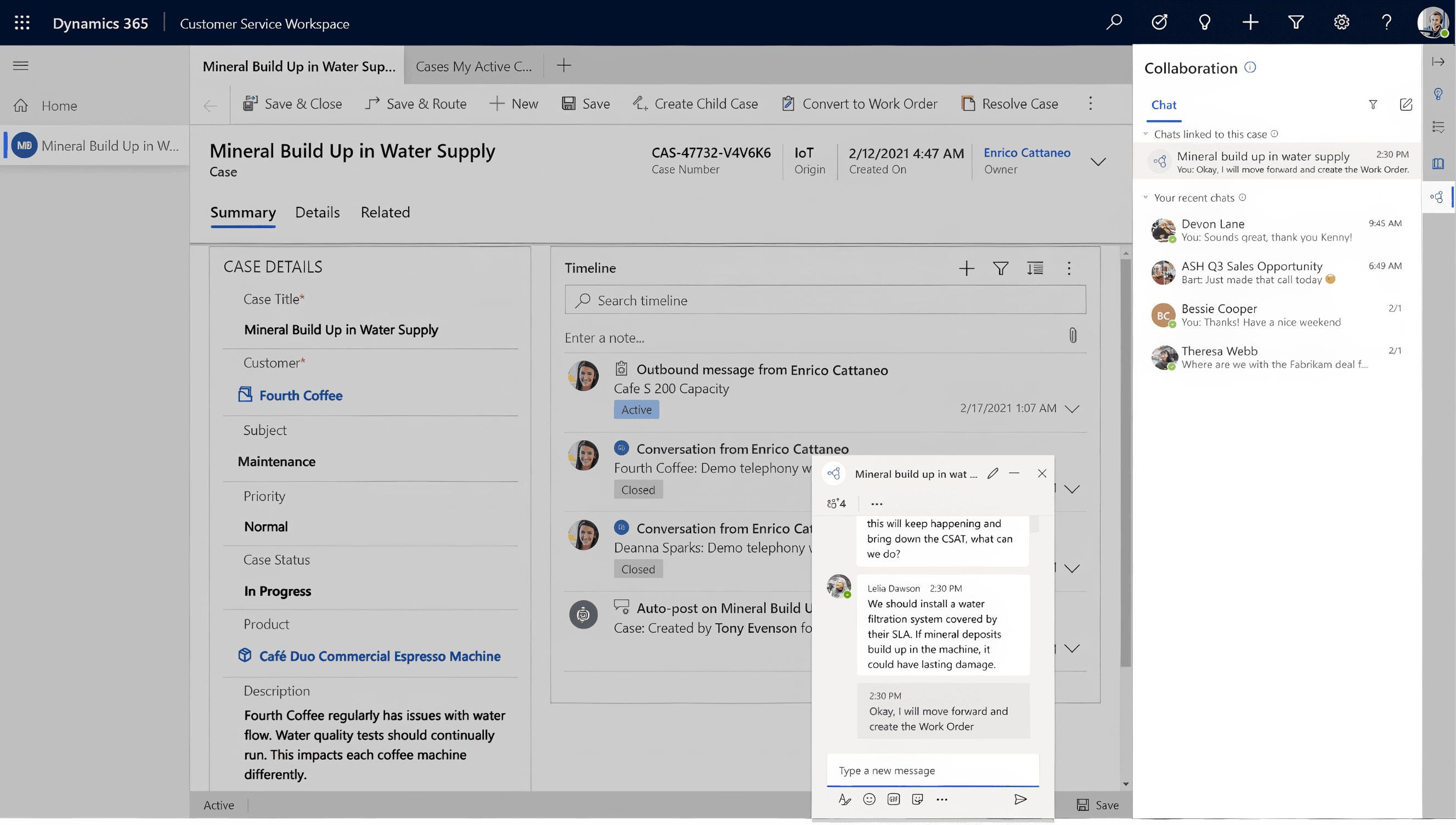 Collaborative communication in Microsoft Dynamics 365 Sales