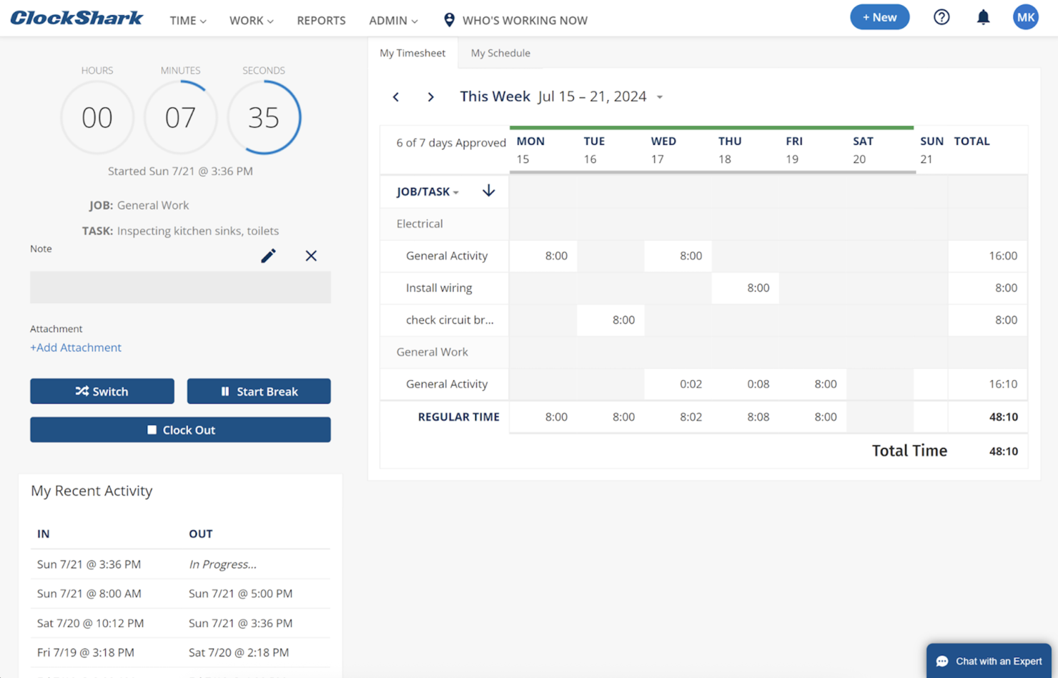 ClockShark construction attendance tracking software
