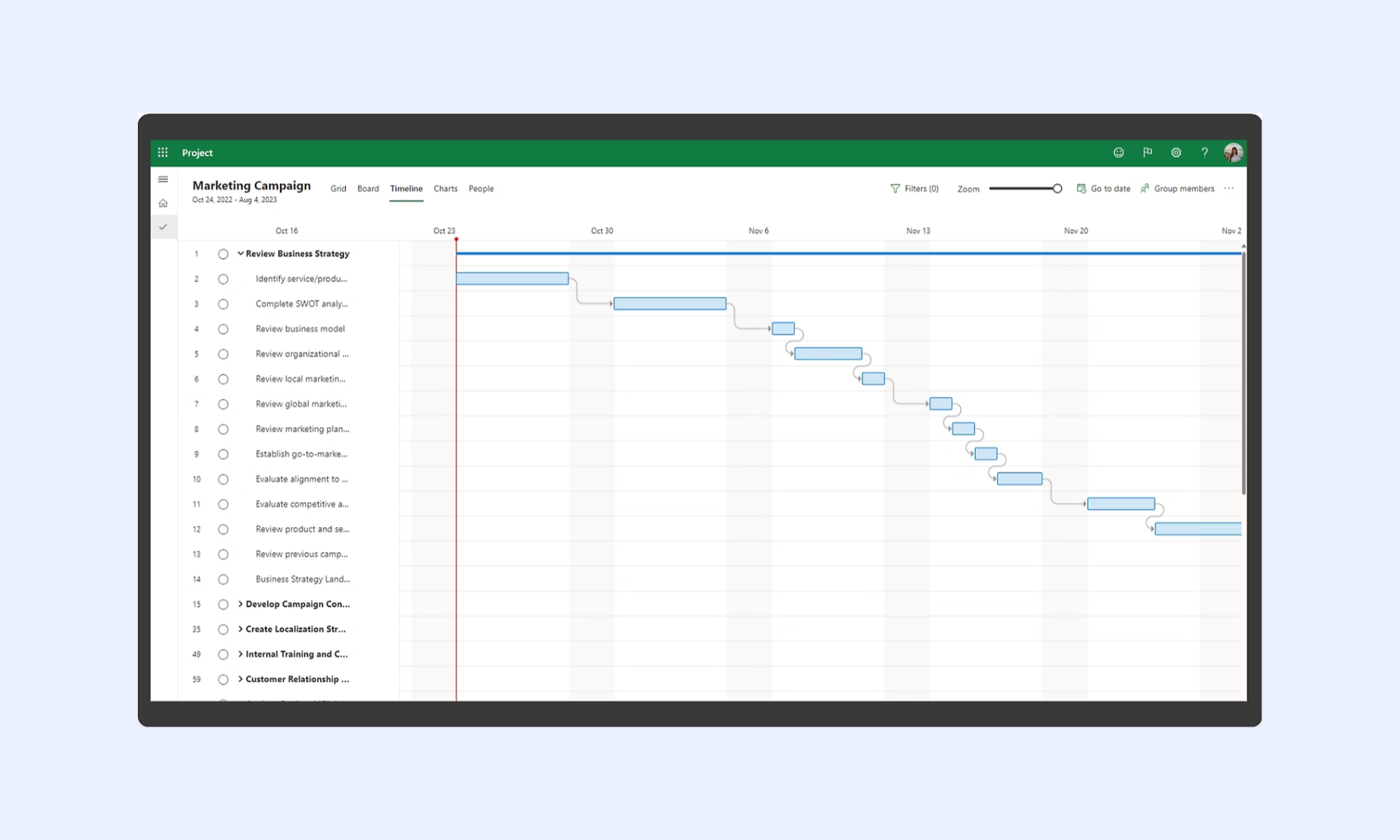 Microsoft Office basic project plan template
