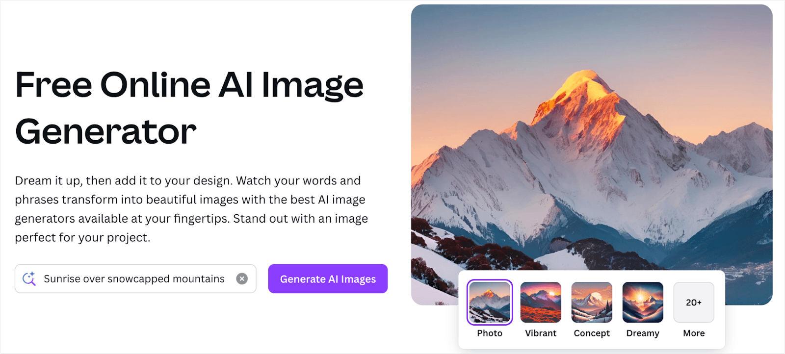 Online AI image generator