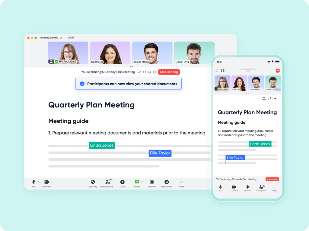 Magic Share: Live document collaboration during video calls.